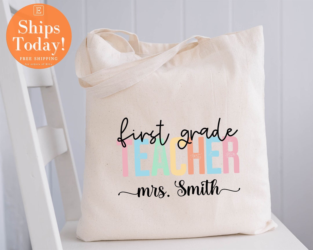 Custom First Grade Teacher Tote Bag, 1st Grade Teacher Bag, Back to