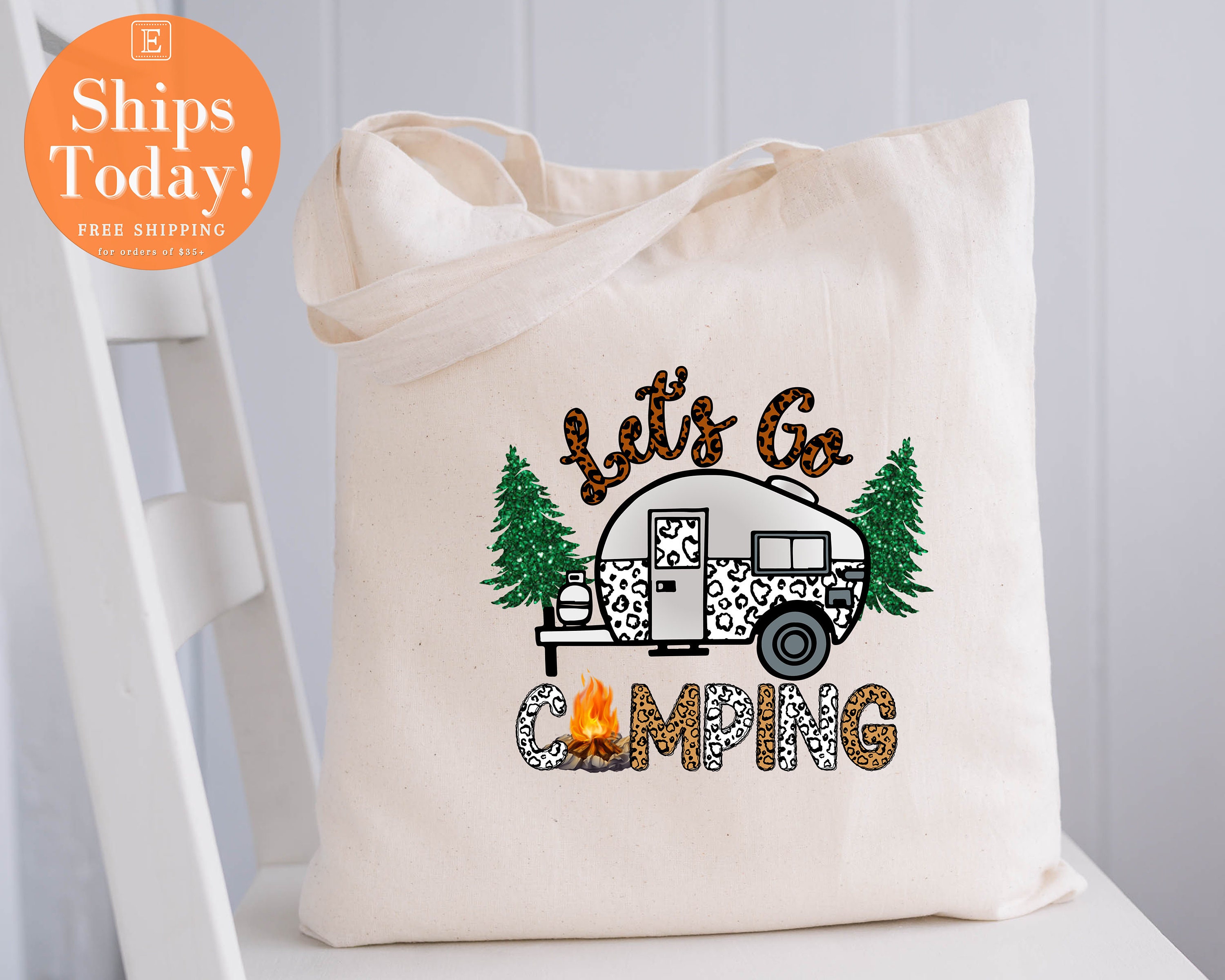 Camping Gift, Camping Tote Bag, Camping Gear, Camping Bag, Happy Camper,  Camper Gift, Tote Bag, Travel Bag, Canvas Bag, Personalized Tote 