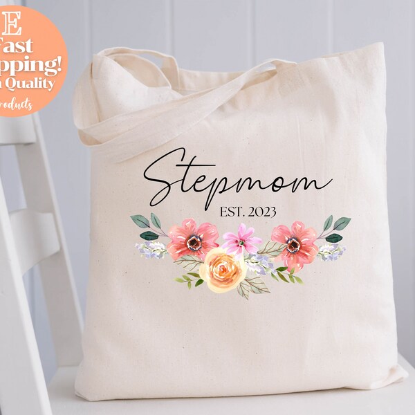 Stepmother Tote Bag, Floral Stepmother Bag, Stepmother Gift, Stepmother of the Bride, Stepmom Birthday Gift, Stepmother Wedding Gift