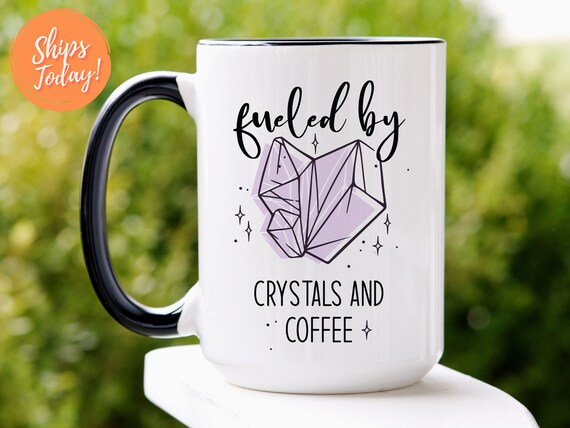 Alimentado por cristales y taza de café, taza de café de cristales, taza de  gemas, taza