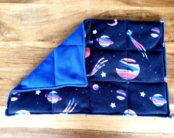 Calming Childs Weighted lap pad 1kg. Space/royal blue print. Autism/Anxiety.