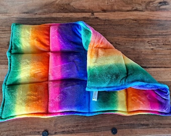 Super soft rainbow. Teen/Adult Weighted lap pad 1.5kg. Anxiety