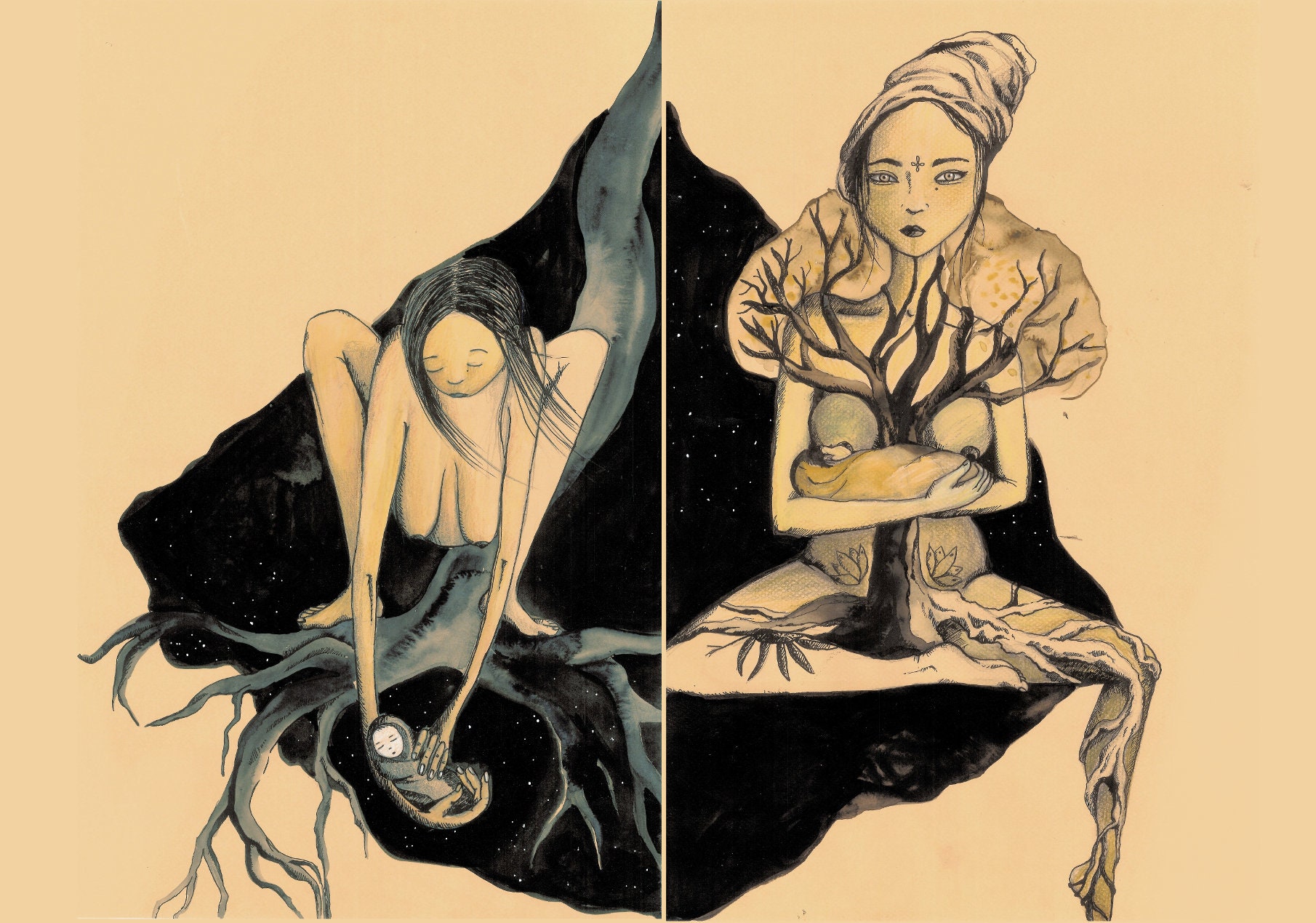 Illustrations Encre de Chine/Affiches Décoration Muralea3 , Imprimé en France Label Imprim'vert /Fem