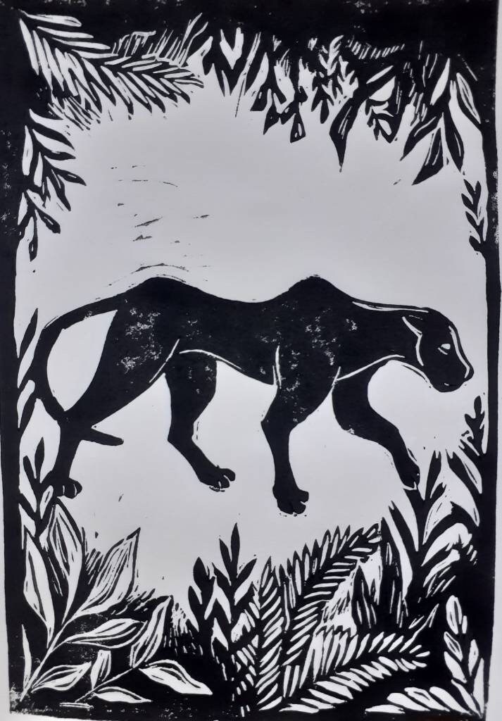 Linogravure, Panthére, Format A5