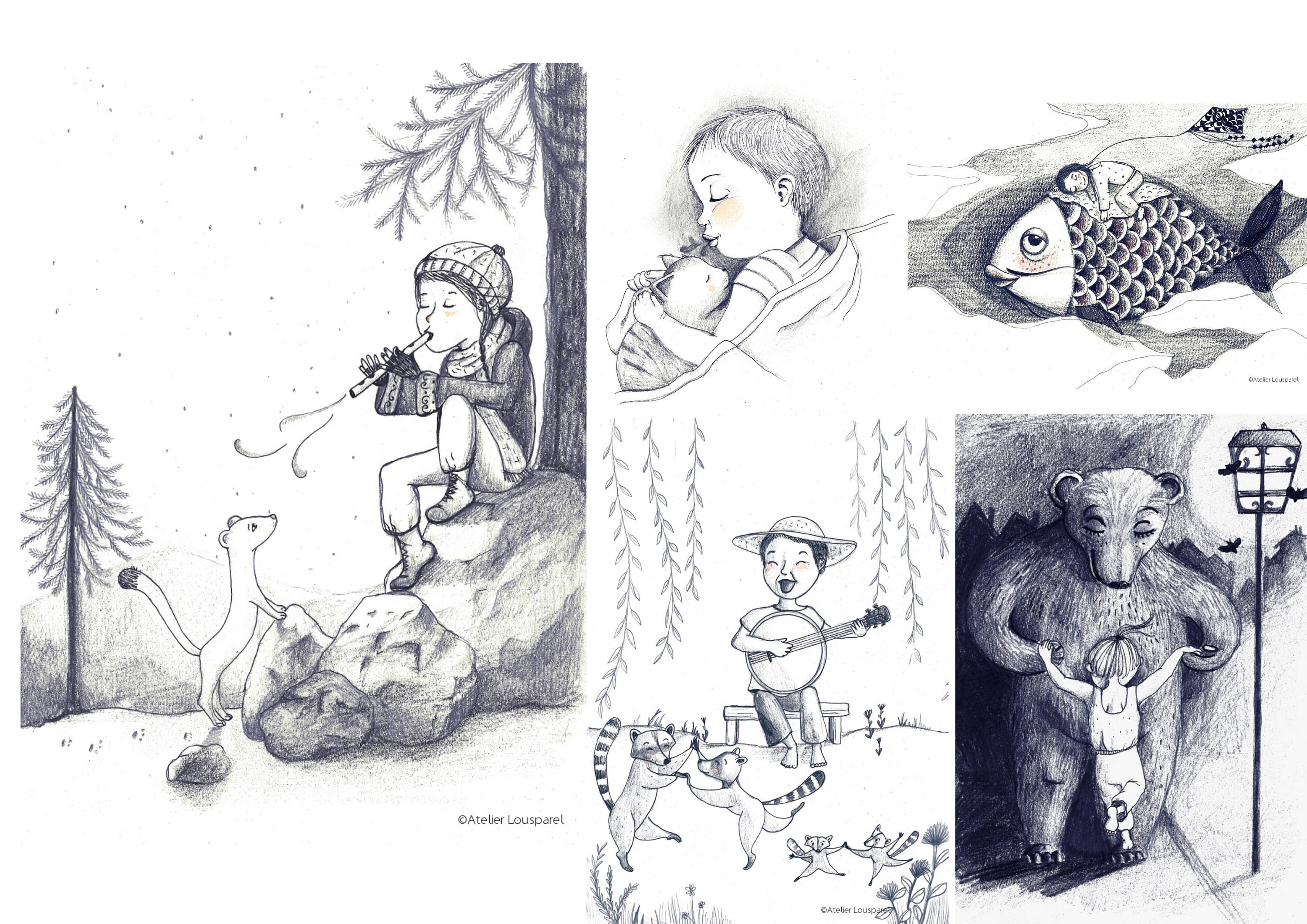 6 Illustrations Pour Enfant. 6 Modéle Différent d'affiche Décorative, Chambre d'enfant.