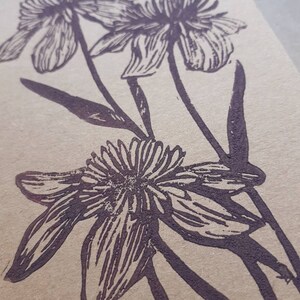 Linocut of flowers A6 card envelope image 4