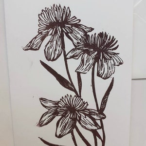 Linocut of flowers A6 card envelope image 6