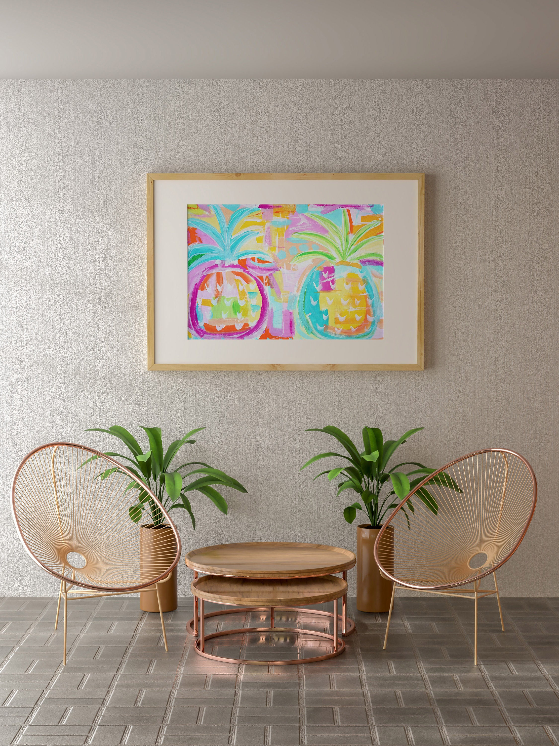 Printable Pineapple Wall Art, Instant Download, Coastal Tropical ...