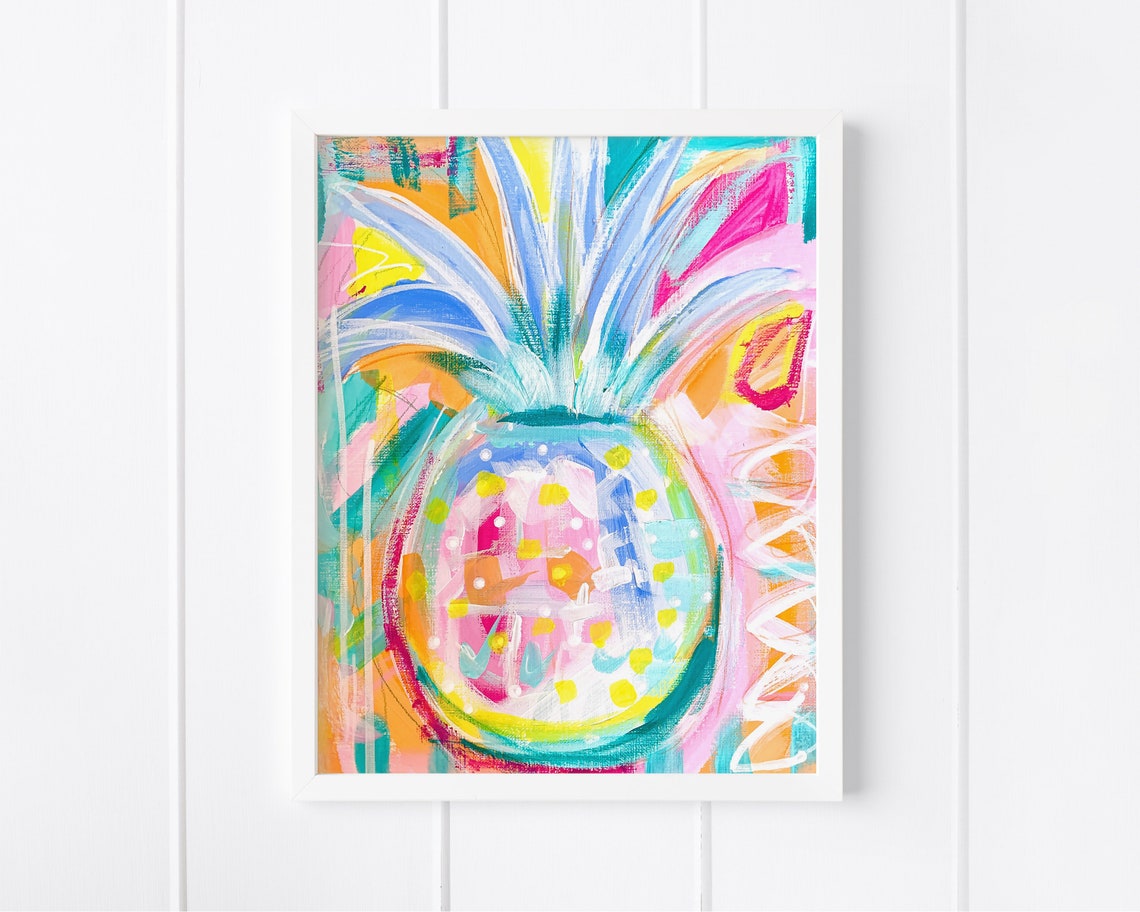 Printable Pineapple Wall Art, Instant Download, Coastal Tropical ...