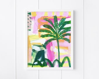 Printable Palm Tree Wall Art, Instant Download, Coastal Tropical Artwork, Palm Tree Abstract Painting Image #5