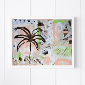Printable Palm Tree Wall Art, Instant Download, Coastal Tropical Artwork, Palm Tree Abstract Painting