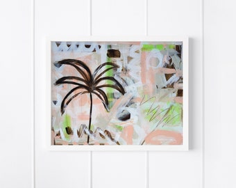 Printable Palm Tree Wall Art, Instant Download, Coastal Tropical Artwork, Palm Tree Abstract Painting