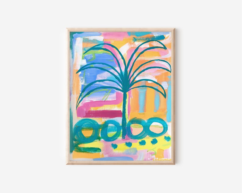 Printable Palm Tree Wall Art, Instant Download, Coastal Tropical Artwork, Palm Tree Abstract Painting Image 3 image 3