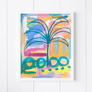 Printable Palm Tree Wall Art, Instant Download, Coastal Tropical Artwork, Palm Tree Abstract Painting Image 3 image 1