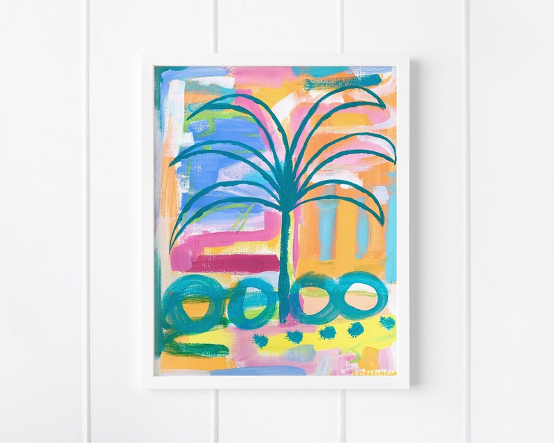 Printable Palm Tree Wall Art, Instant Download, Coastal Tropical Artwork, Palm Tree Abstract Painting Image 3 image 1