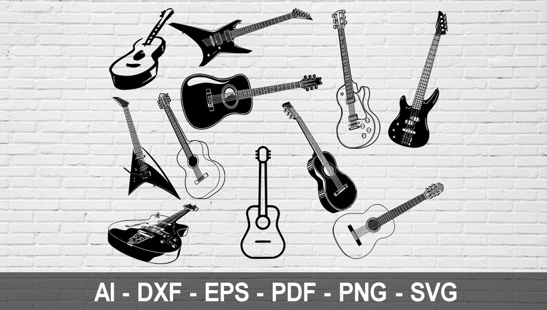 Download Guitars Svg Guitar Bundle Svg Guitars Silhouette Acoustic Etsy