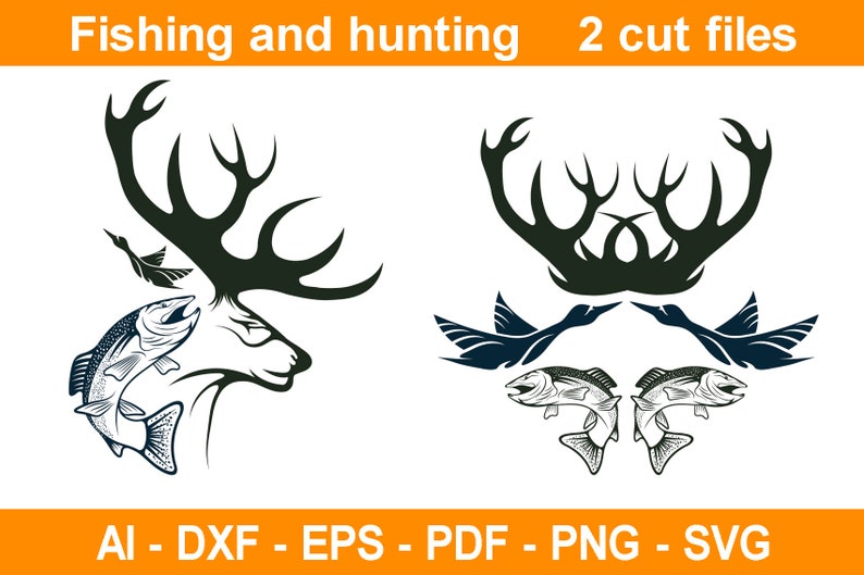 Download Deer and Fish 6 Hhunting svg Fishing svg Hhunting fishing | Etsy
