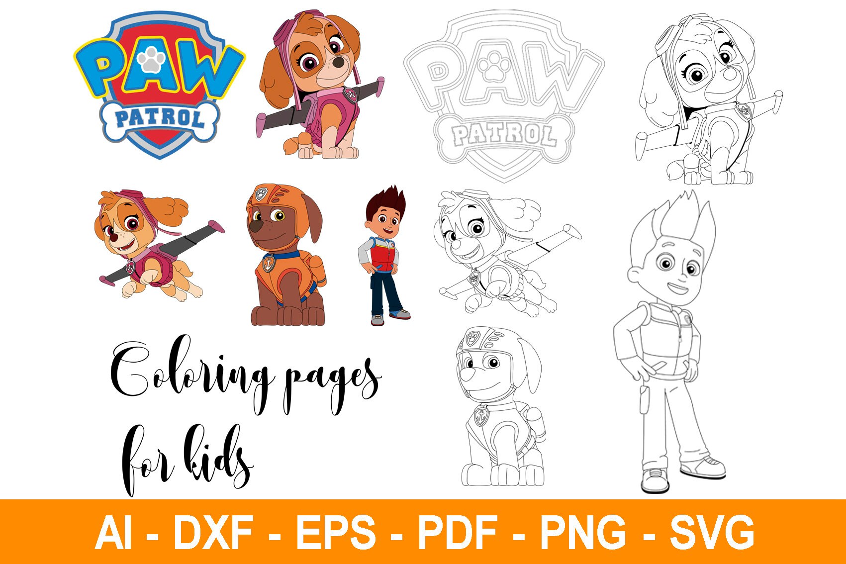 Paw Patrol Svg Paw Patrol Clipart Paw Patrol Cricut Paw Etsy