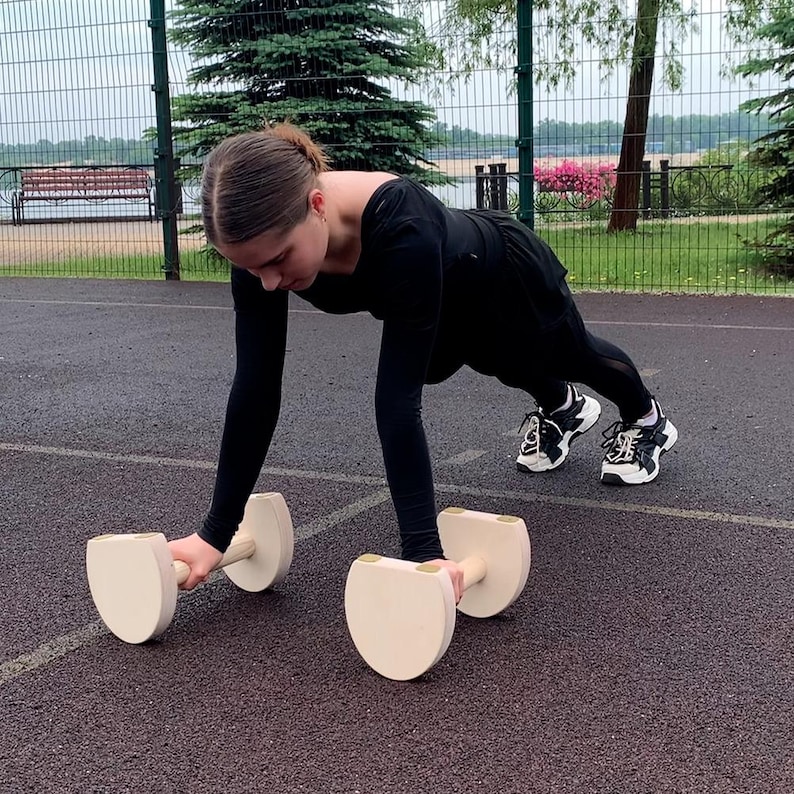 Wooden Parallettes Push up Bars Handstand Canes 3-in-1 Calisthenics ...