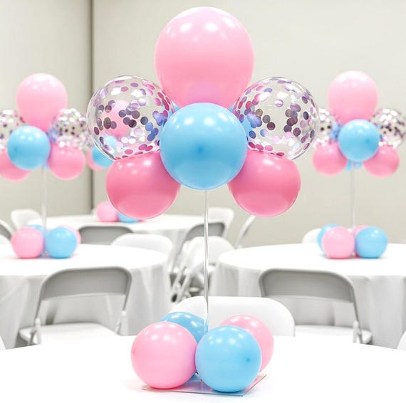 Acrylic Balloon Stand for table: Reusable Heavy Duty Centerpiece (6 Pack, 24 inch)
