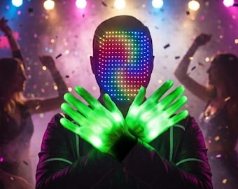 LED smart Mask and gloves cosplay Gift Box with customisable gift note.