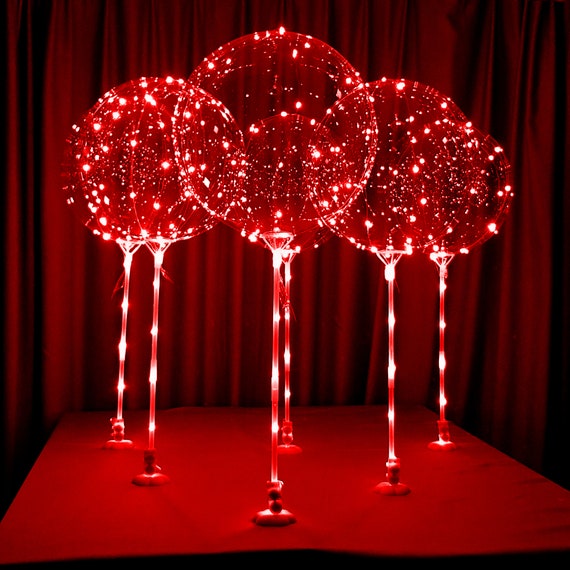 6pc Red LED Table Balloon Kit, Party Decoration