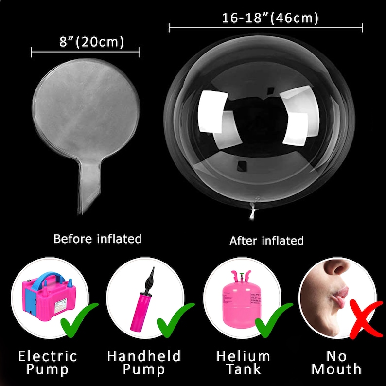 20pc Clear Bobo Balloons, 20 Inch Bubble Balloons immagine 5