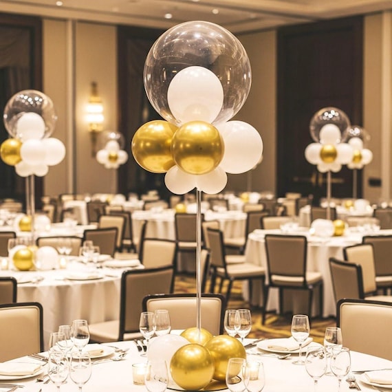 Reusable Acrylic Balloon Stand Kit – Table Centerpiece Display, 12 Pack