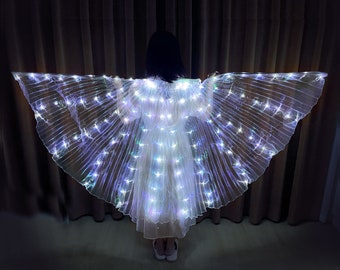 LED isis cloak wings  cold white color, for stage and dance performance great fancy dress customs as LED robe, LED cloak (size small)