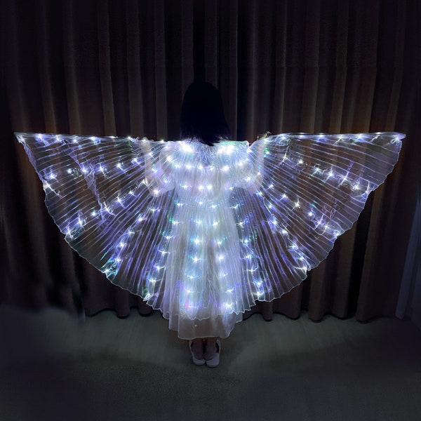 LED isis cloak wings  cold white color, for stage and dance performance great fancy dress customs as LED robe, LED cloak (size small)