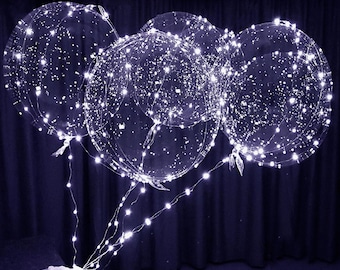LED Light Up Balloons, 24 inch Clear Bobo Balloons, Party Decoration, 12 Pack