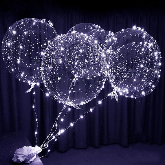 LED Light Up Balloons, 24 inch Clear Bobo Balloons, Party Decoration, 12 Pack