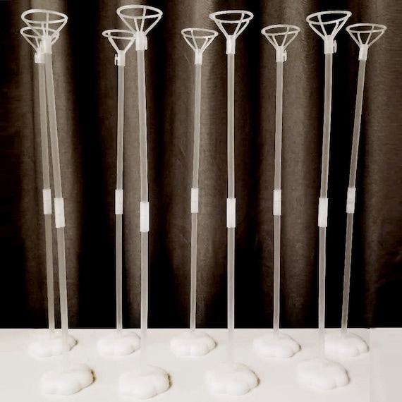 Clear Transparent Balloon Sticks and Stands 10pc Set Holders
