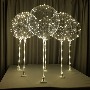 6pc-LED clear balloons for table tops all inclusive kit no helium required-great for wedding parties, bachelorette, birthdays image 6