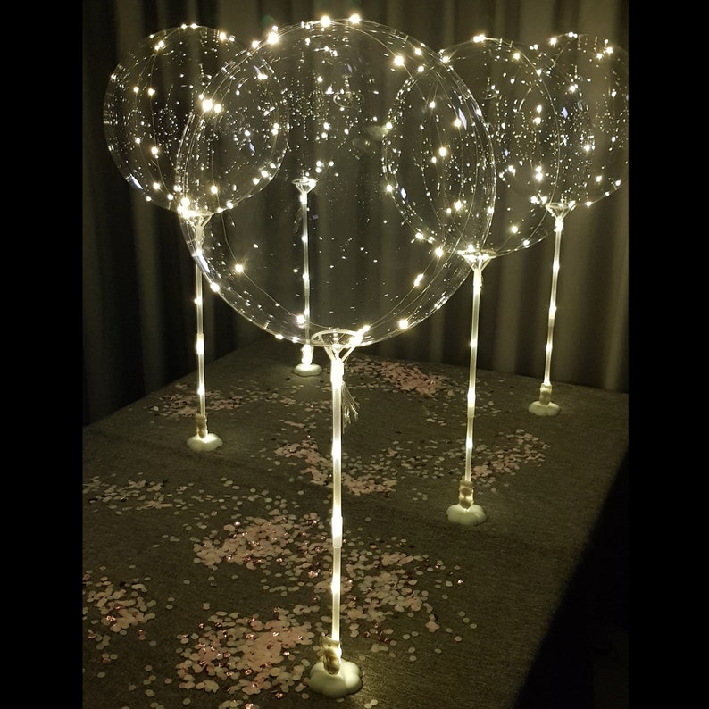 6pc-LED clear balloons for table tops all inclusive kit no helium required-great for wedding parties, bachelorette, birthdays image 3