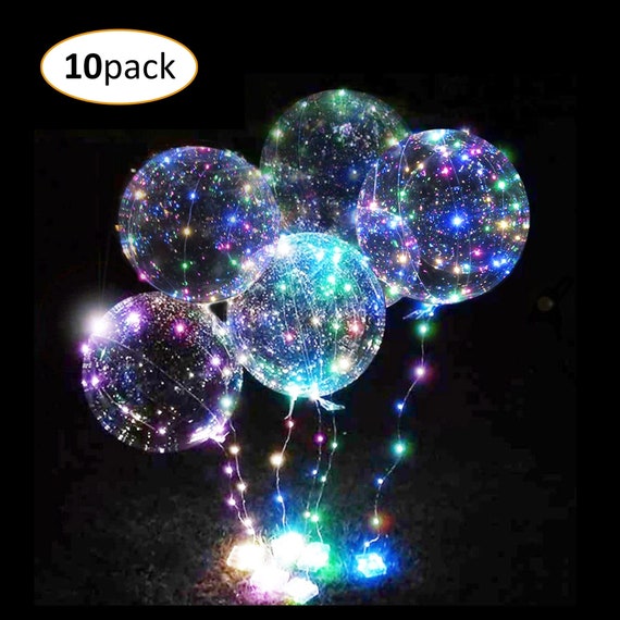 Globos LED de HOMEYA 10 globos transparentes de 20 pulgadas, globos que  brillan en la oscuridad con cuerdas de luz, decoraciones ideales para