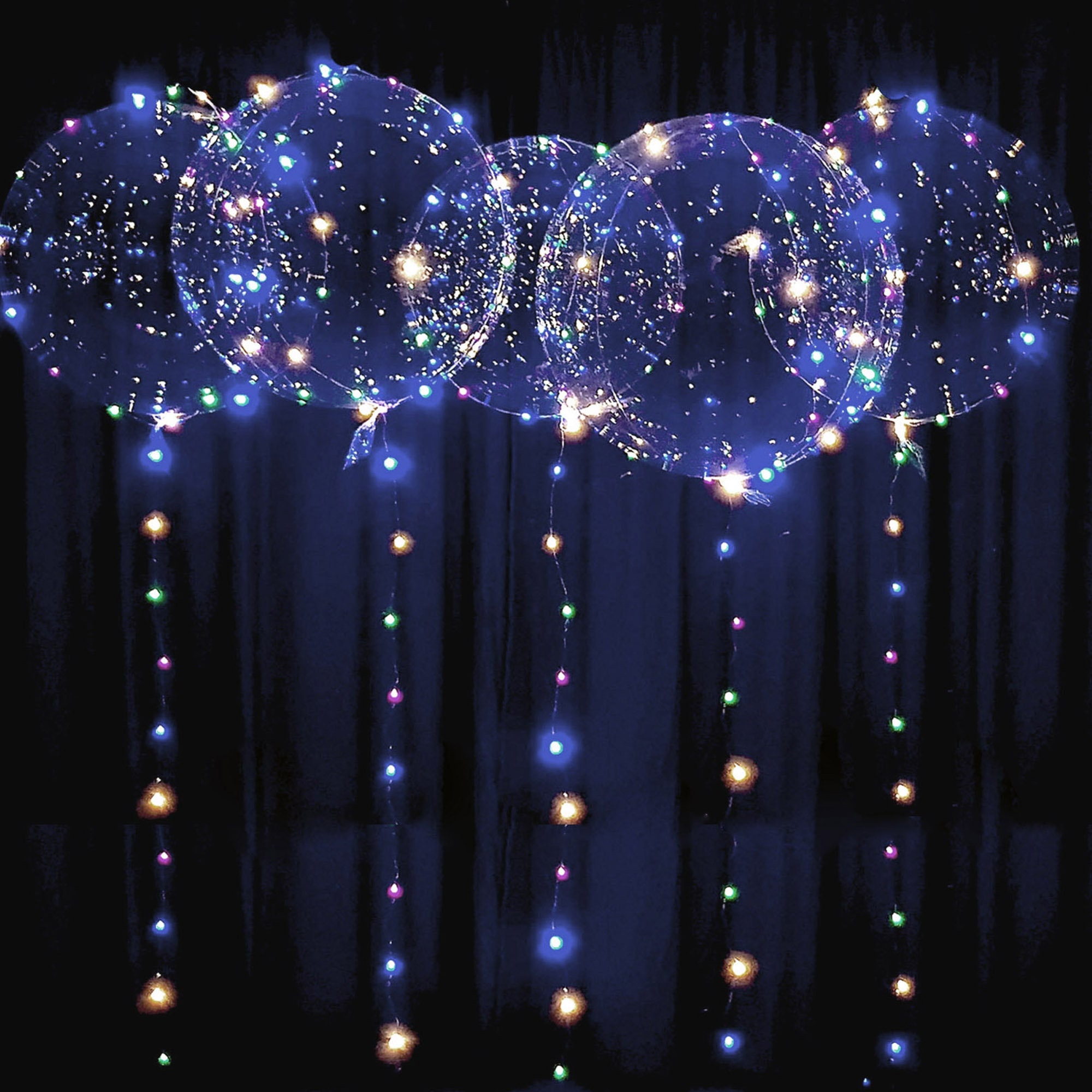 10/20/30 Pack 20inch LED Light Up BoBo Balloons Colorful String Lights  Transparent Balloons for Birthday Wedding Christmas Party Decorations