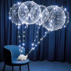 LED Light Up Bobo Balloons Kit: Cold White Party Decor (6 Pack)