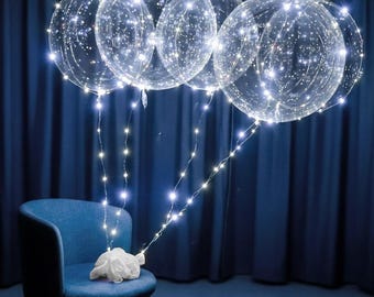 LED Light Up Bobo Balloons Kit: Cold White Party Decor (6 Pack)