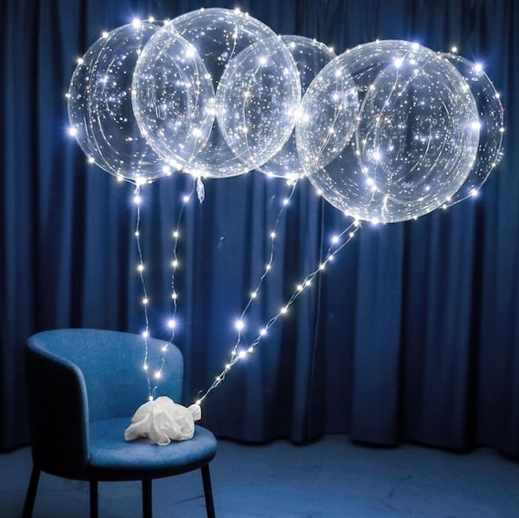 LED Light Up Bobo Balloons Kit: Cold White Party Decor (6 Pack)