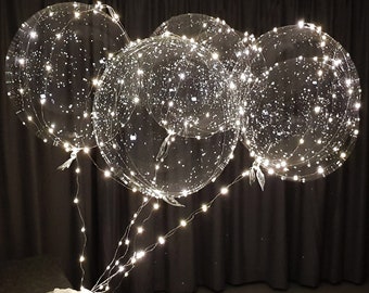 12pc Led Balloons 22 Inch With  Batteries Light Up Bobo Balloons, Led Party Balloons, Wedding Balloons, Helium Or Air