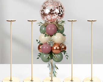 Reusable Wood Balloon Stand Kit, Wooden Tabletop Display with Sticks and Base, Ballon Stand
