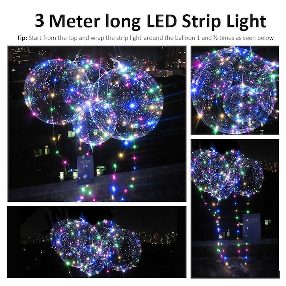 Latex Clear Transparent Round Bubble Colorful Balloon LED Light Up Bobo  Balloons with Flash String for Wedding Birthday Party Christmas Home Decor