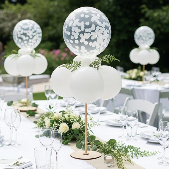 Reusable Wood Balloon Stand Kit, Wooden Tabletop Display with Sticks and Base, Ballon Stand