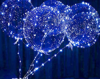 Blue LED Bobo Balloons: 22 Inch Light Up Party Decor (12pc)