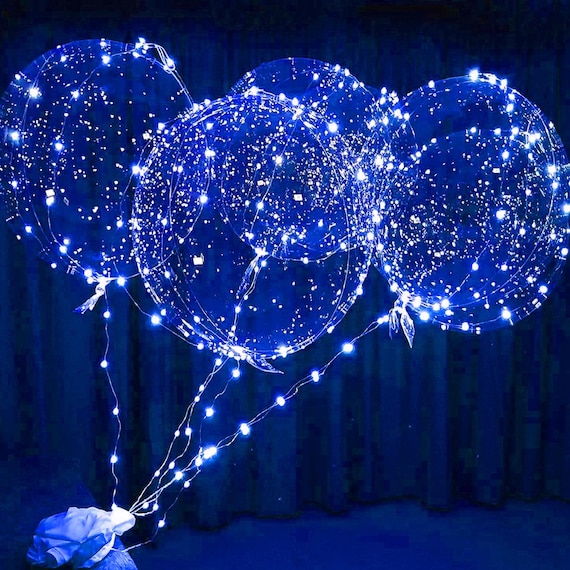 Blue LED Bobo Balloons: 22 Inch Light Up Party Decor (12pc)