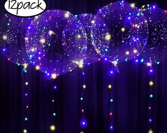 LED Bobo Balloons, Multi-Color Fairy Lights, Party Decoration (12pc)