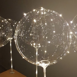 6pc-LED clear balloons for table tops all inclusive kit no helium required-great for wedding parties, bachelorette, birthdays image 2