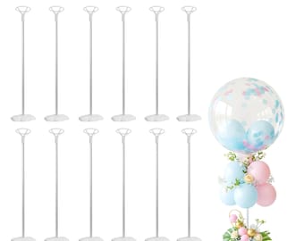 Clear Balloon Sticks and Stands: Reusable Tabletop Decor - 10pc Set