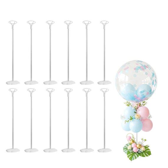 Clear Balloon Sticks and Stands: Reusable Tabletop Decor - 10pc Set